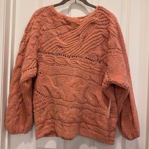 Free People Cotton Blend Long Sleeves Chunky Knit Sweater Sweet Combo Size XS